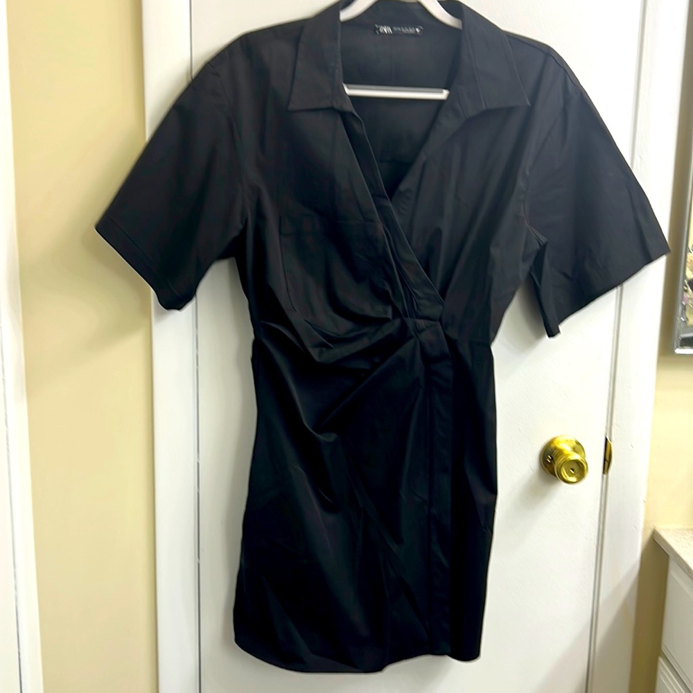 Zara poplin wrap dress